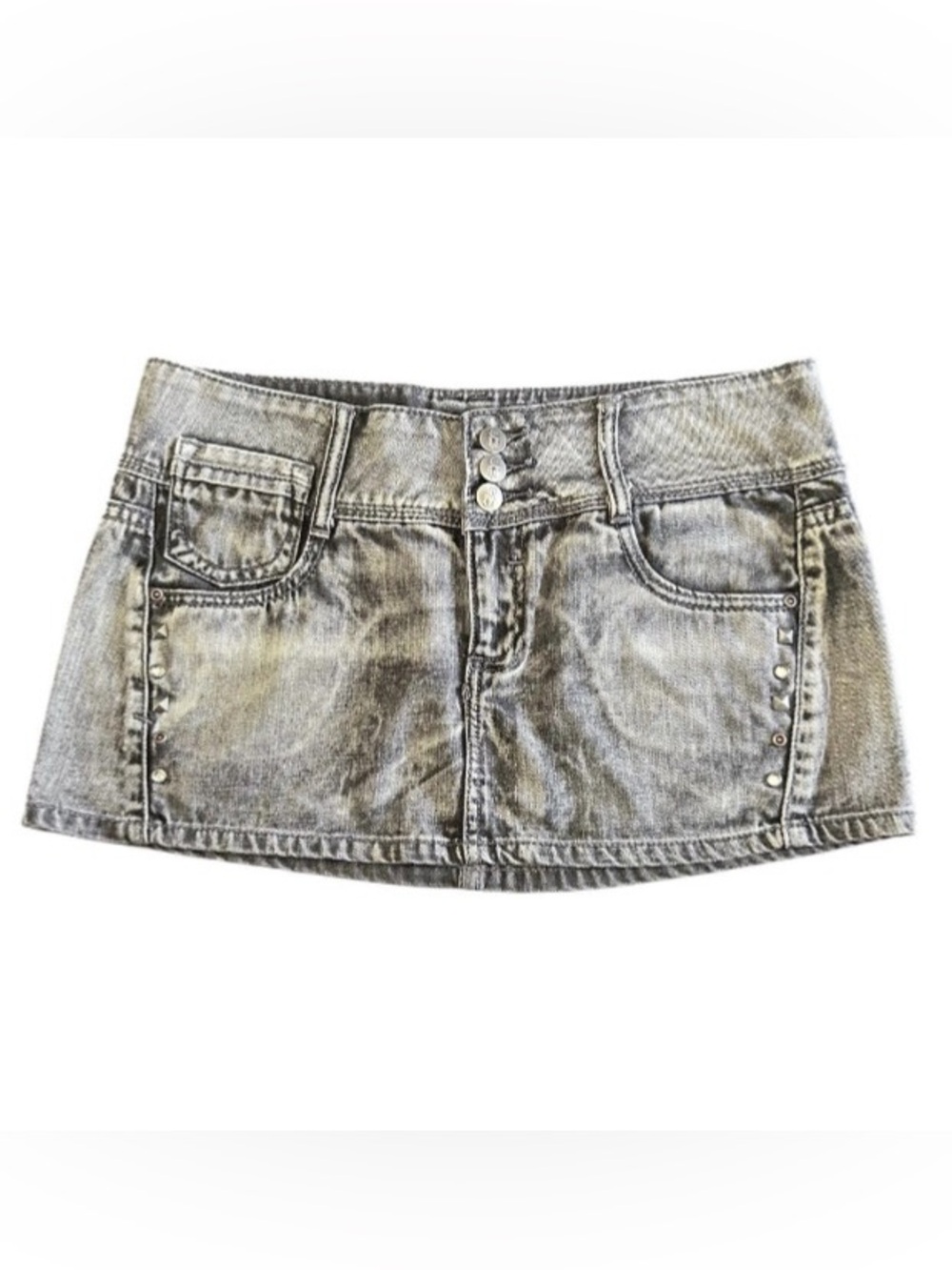 Decree Low-Rise Jean Mini Skirt Black Acid Wash Denim Women's Size 7 W32